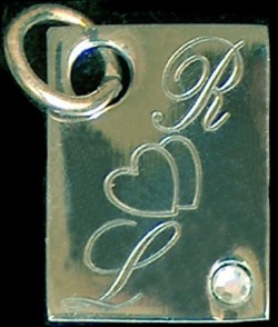 Pendentif rectangle acier avec strass